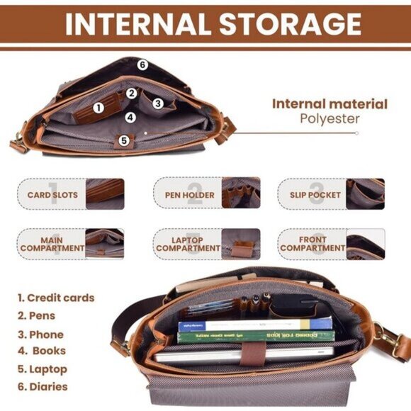 ⚡Leather Village Men & Women Red Vintage Leather Messenger Handmade Bag - Picture 2 of 8